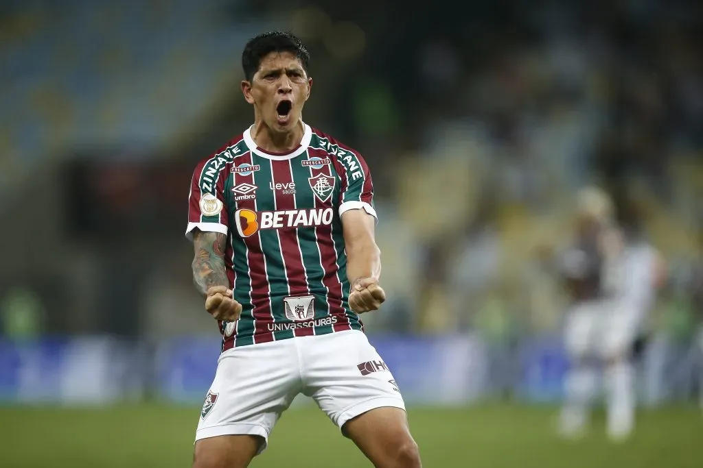 Germán Cano celebrando gol contra o América Mineiro. (Photo by Wagner Meier/Getty Images)