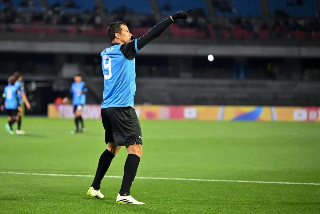 Leandro Damião celebrando gol pelo Kawasaki Frontale. (Photo by Kenta Harada/Getty Images)