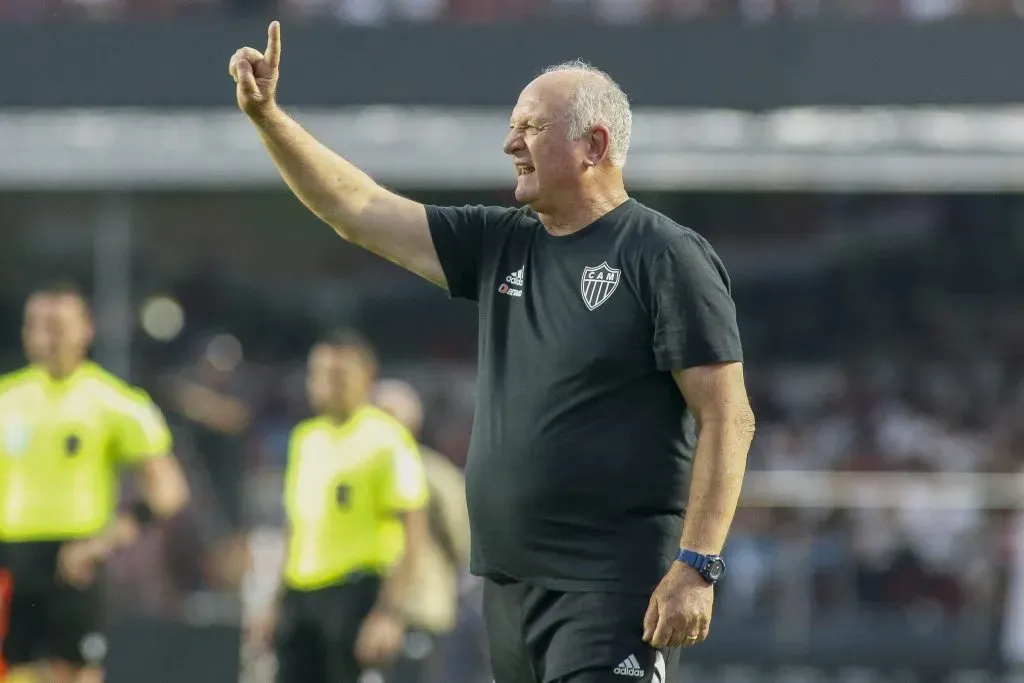 SAO PAULO, BRAZIL – AUGUST 06: Atletico Mineiro team coach Luiz Felipe Scolari reacts during a match between Sao Paulo and Atletico Mineiro as part of Brasileirao Series A 2023 at Morumbi Stadium on August 06, 2023 in Sao Paulo, Brazil. (Photo by Miguel Schincariol/Getty Images)