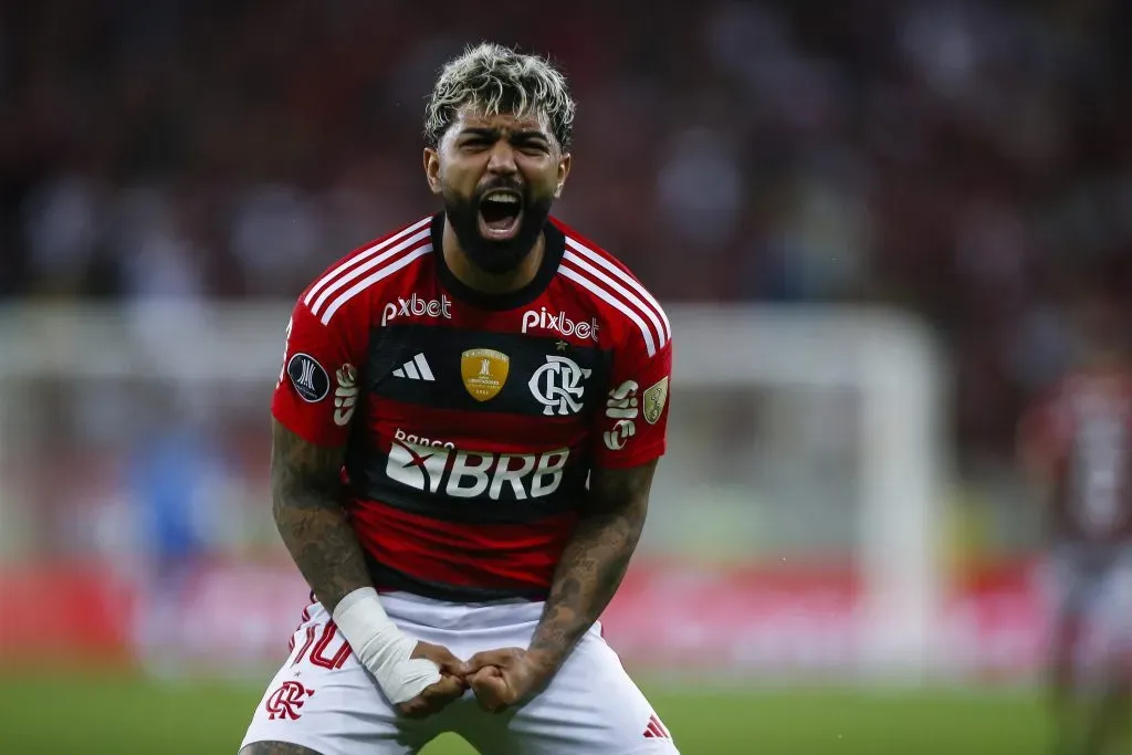 Gabigol celebrando gol pelo Flamengo. (Photo by Wagner Meier/Getty Images)