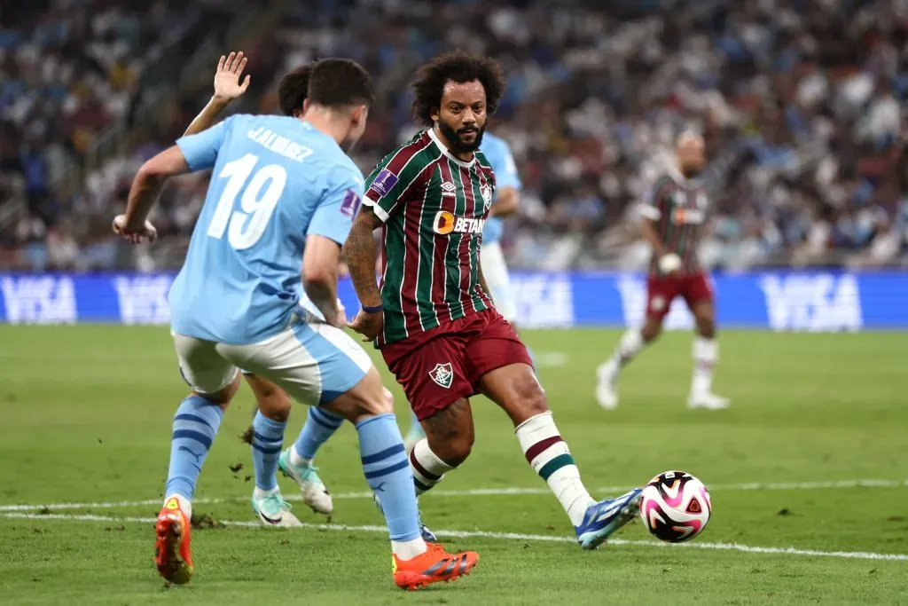 Marcelo em ação contra o Manchester City. (Photo by Francois Nel/Getty Images)