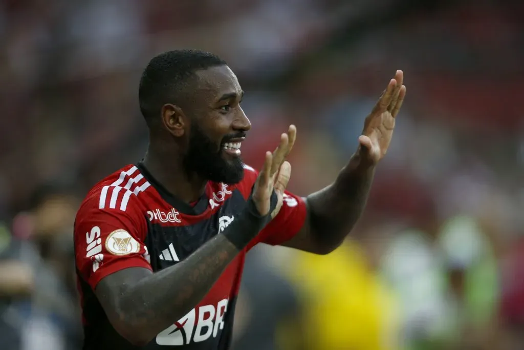 Gerson celebrando gol pelo Flamengo. (Photo by Wagner Meier/Getty Images)