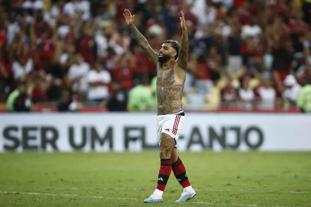 Gabigol celebrando gol do Flamengo. (Photo by Wagner Meier/Getty Images)