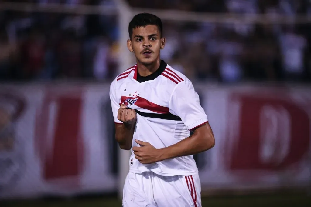 SP - Sao Caetano do Sul - 17/01/2022 - COPA SP 2022, SAO PAULO X VASCO - Maioli jogador do Sao Paulo comemora seu gol durante partida contra o Vasco no estadio Anacleto Campanella pelo campeonato Copa Sao Paulo 2022. Foto: Ettore Chiereguini/AGIF