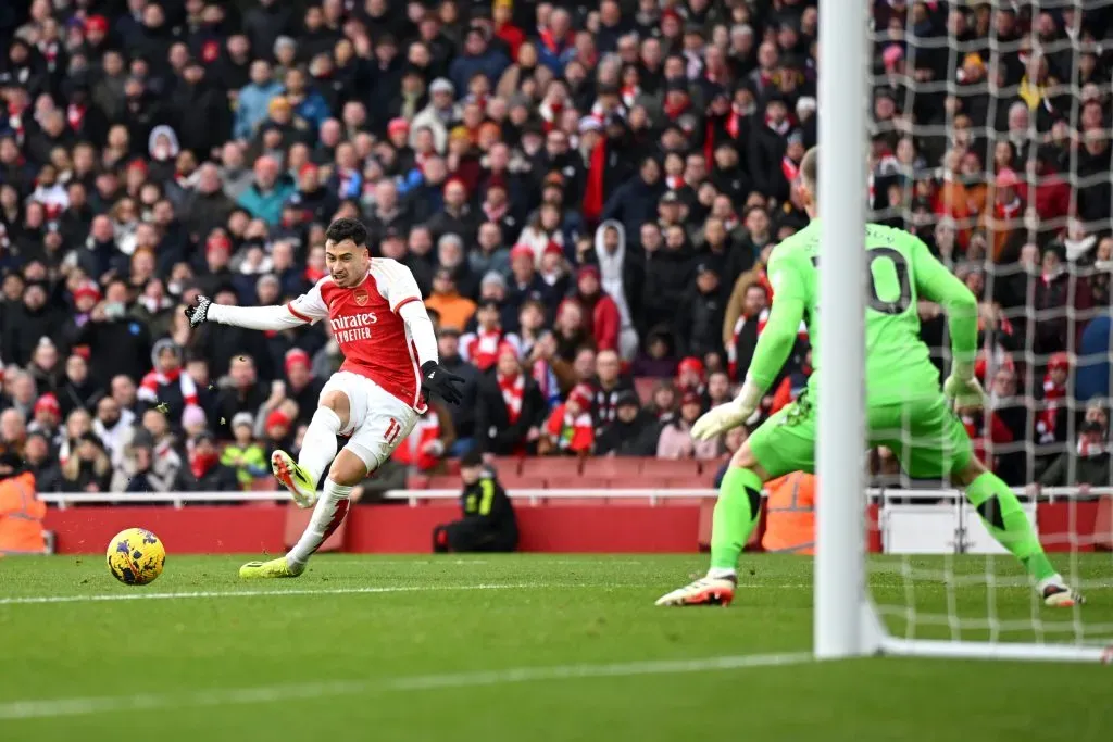 Martinelli pelo Arsenal. (Photo by Shaun Botterill/Getty Images)