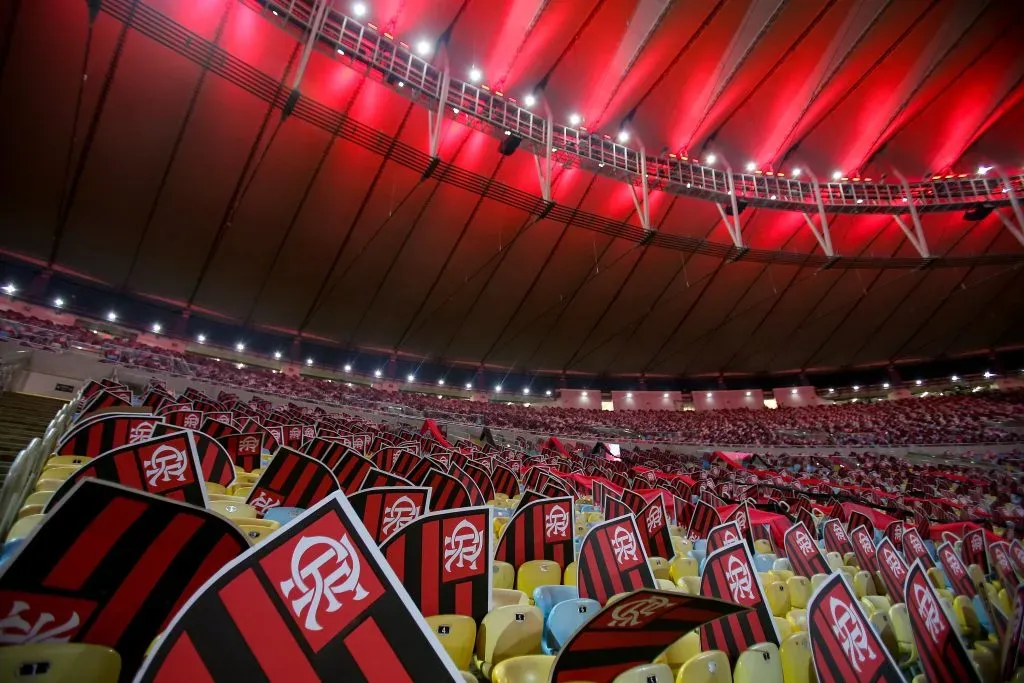 Escudos do Flamengo no Maracanã. (Photo by Buda Mendes/Getty Images)