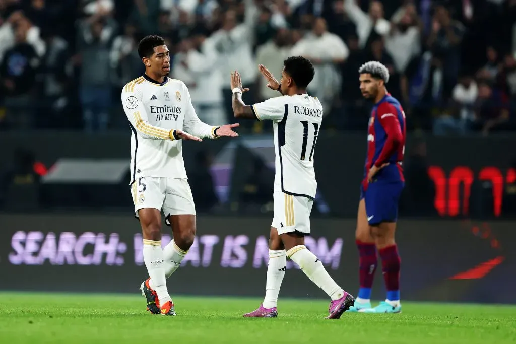 Jude Bellingham and Rodrygo of Real Madrid. (Photo by Yasser Bakhsh/Getty Images)