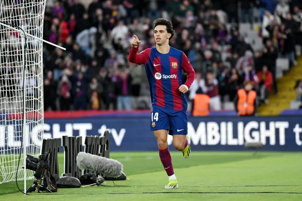 João Félix celebrando gol pelo Barcelona. (Photo by David Ramos/Getty Images)