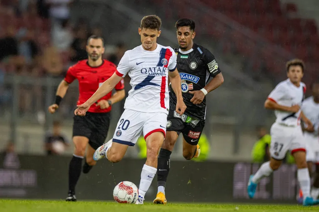 Gabriel Moscardo pelo PSG. Foto: IMAGO / GEPA pictures.