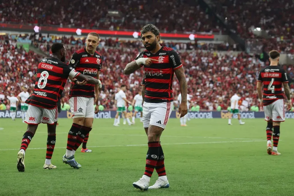 Gabi ao marcar conta o Juventude. (Photo by Wagner Meier/Getty Images)