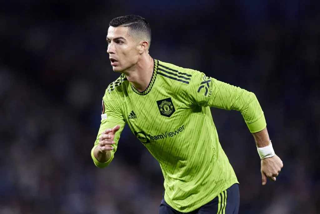 Cristiano Ronaldo com a camisa do Manchester United pela Liga Europa. Foto: IMAGO / Ricardo Larreina