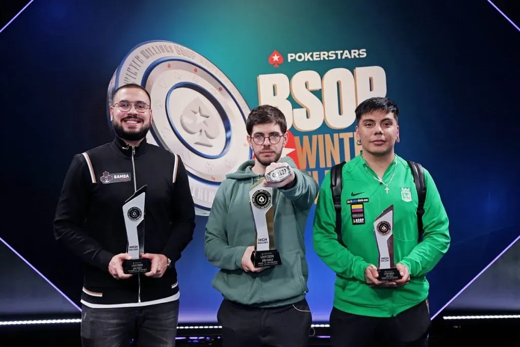 Pódio do Super High Rollers do BSOP Winter Millions