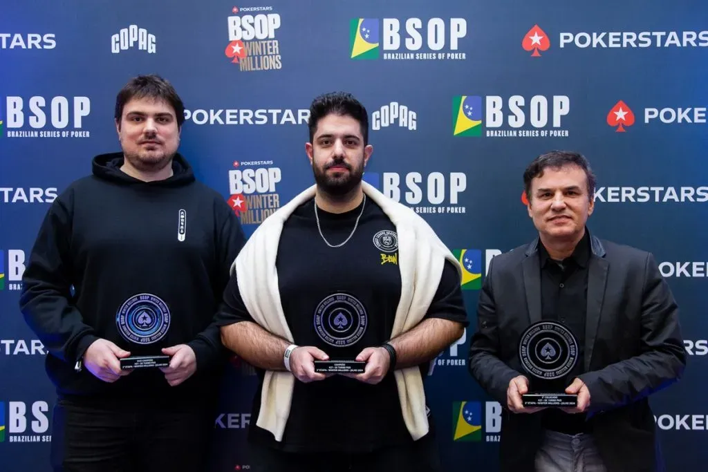 Pódio do 5K Turbo PKO do BSOP Winter Millions