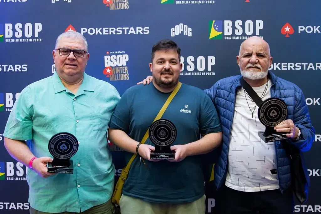 Pódio do Mystery KO do BSOP Winter Millions