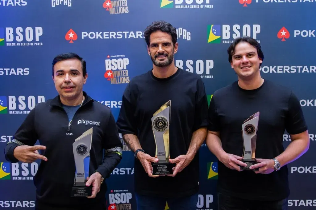 Pódio do High Roller do BSOP Winter Millions