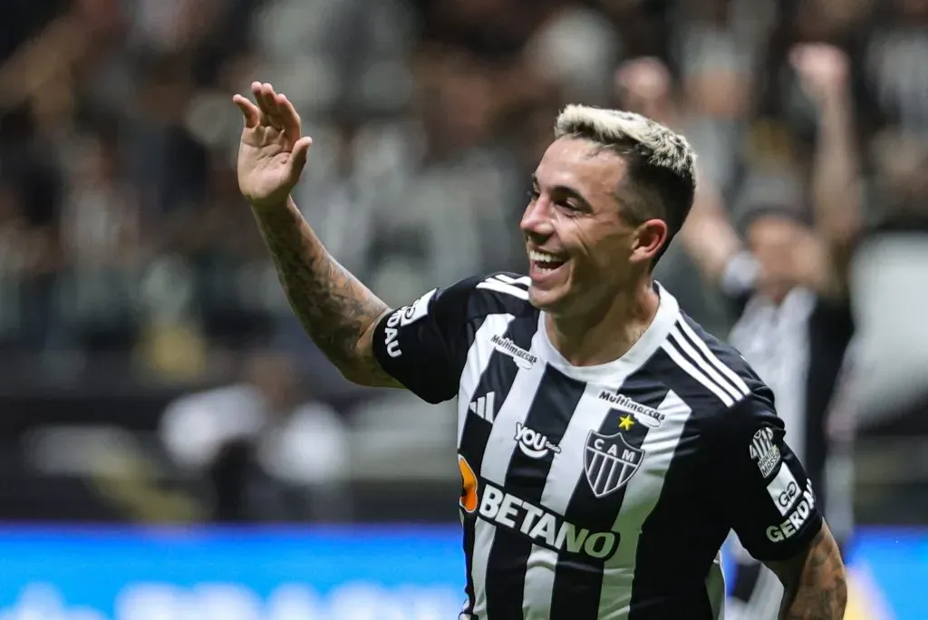 MG – BELO HORIZONTE – 07/08/2024 – COPA DO BRASIL 2024, ATLETICO-MG X CRB – Saravia jogador do Atletico-MG comemora seu gol durante partida contra o CRB no estadio Arena MRV pelo campeonato Copa Do Brasil 2024. Foto: Gilson Lobo/AGIF