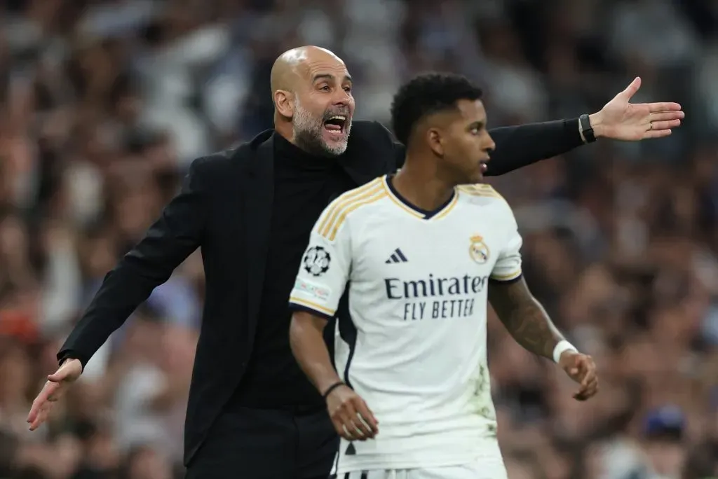 O City, de Guardiola, e o Real Madrid, de Rodrygo, empataram na ida por 3 a 3 (Foto: Clive Brunskill/Getty Images)