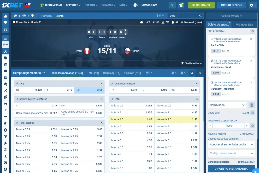 apuestas combinadas 1xBet