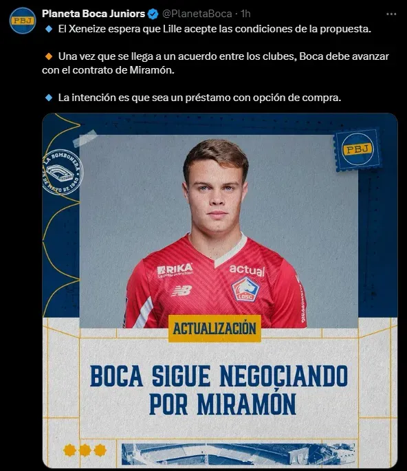 Boca negocia por Miramón. (Captura)