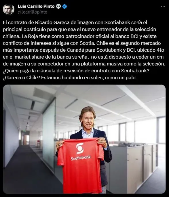 Información sobre Ricardo Gareca y Chile. (Foto: Twitter).