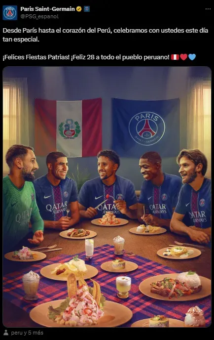 PSG fraterno con el Perú. (Foto: X).