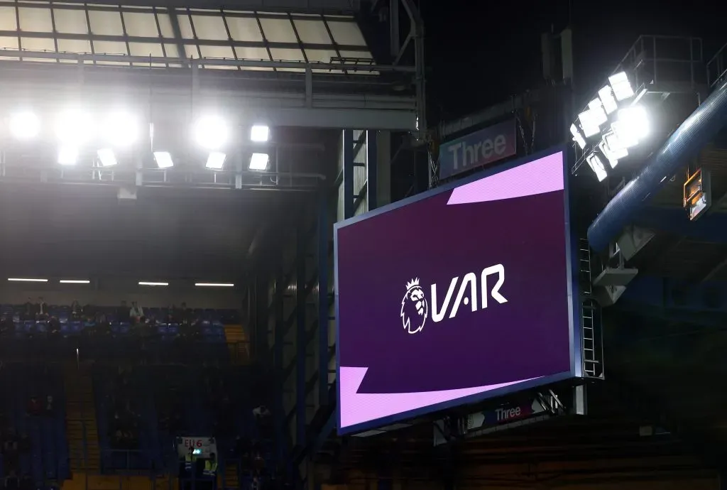LONDON, ENGLAND – MAY 18: Detailed view of the VAR screen during the Premier League match between Chelsea and Leicester City at Stamford Bridge on May 18, 2021 in London, England. (Photo by Catherine Ivill/Getty Images)