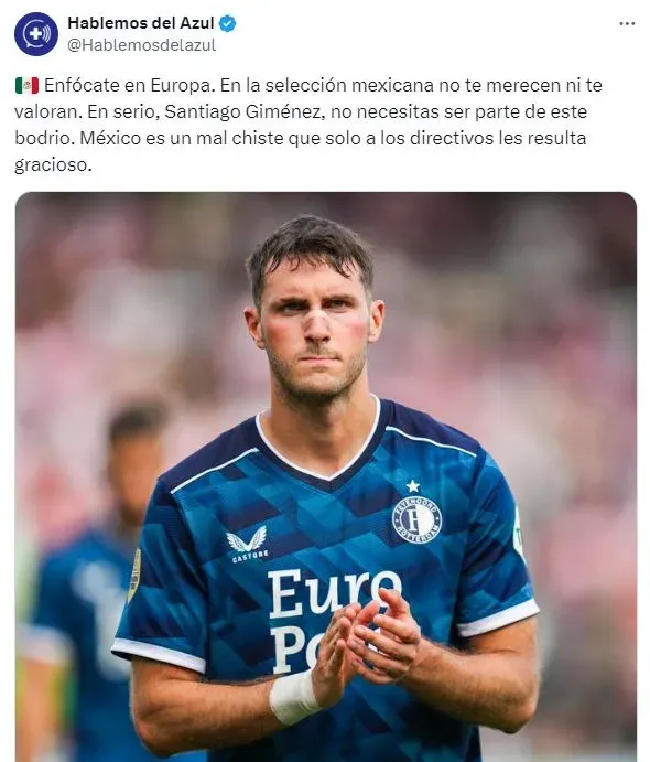 La afición cementera explota tras la nueva suplencia de Santi Giménez (X)