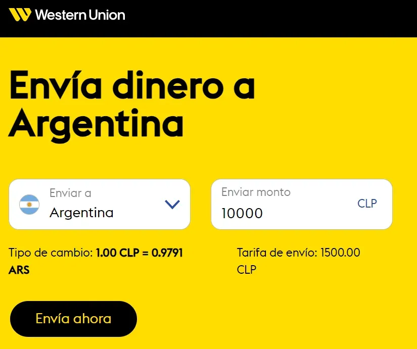 Western Union es la mejor opción para tener pesos argentinos.
