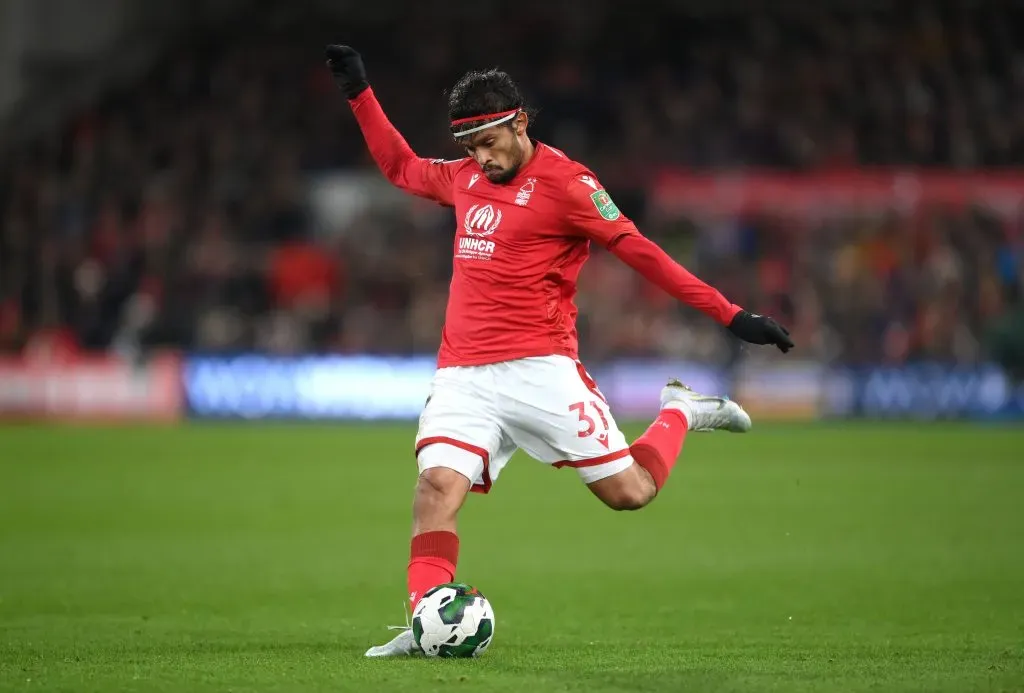 Gustavo Scarpa do Nottingham Forest na semifinal da Carabao Cup em janeiro de 2023. Foto de Shaun Botterill/Getty Images