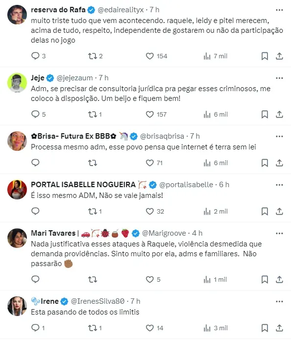 Internautas comentam sobre ataques a Raquele - Foto: Twitter