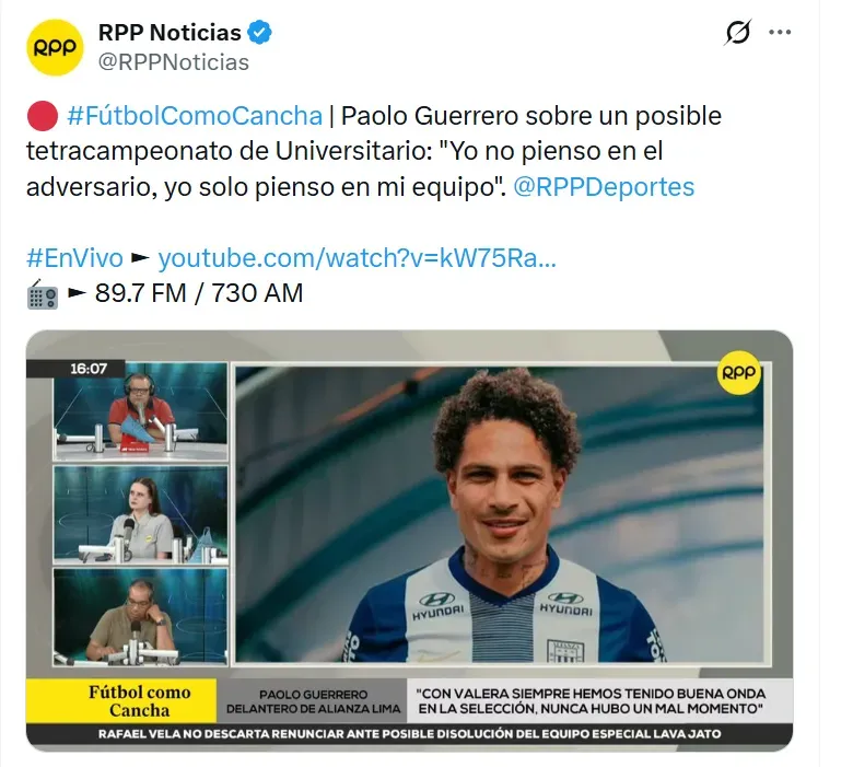 Guerrero respondió sobre posible tetracampeonato de Universitario. (Foto: X)