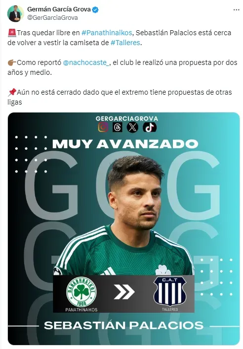 Palacios, cerca de Talleres.