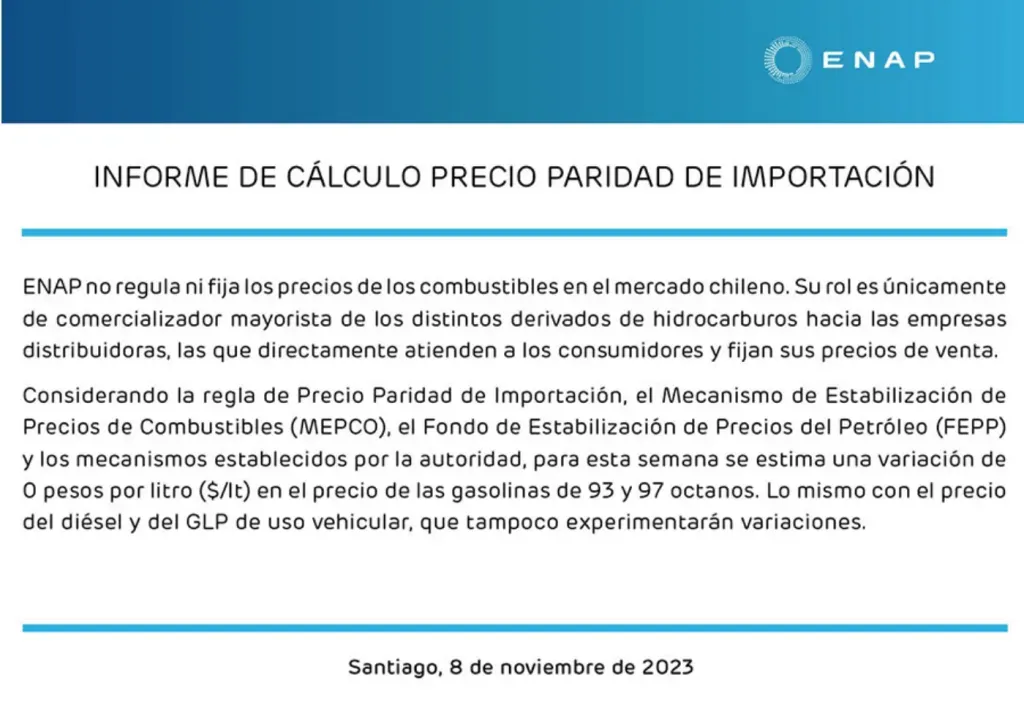 Informe semanal de ENAP