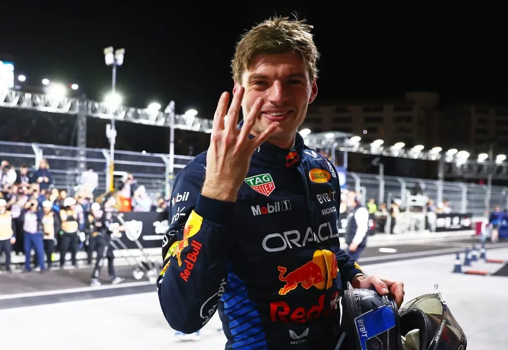 Max Verstappen celebra durante el Gran Premio de F1 de Las Vegas,2024 (Getty Images).