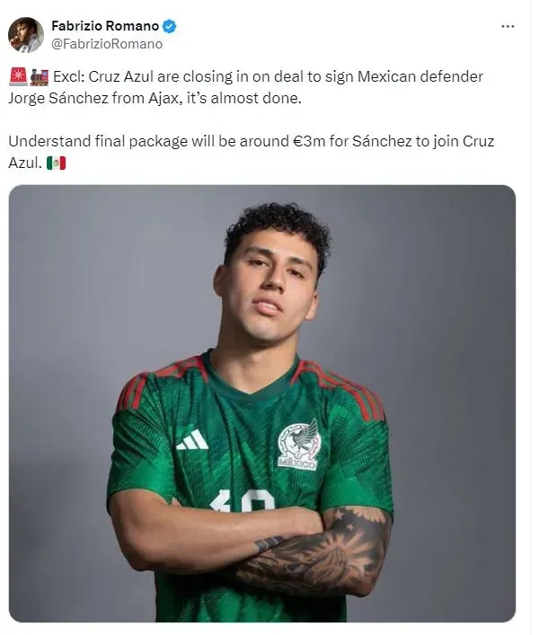 Cruz Azul tendría cerrado a Jorge Sánchez como su nuevo fichaje (X)