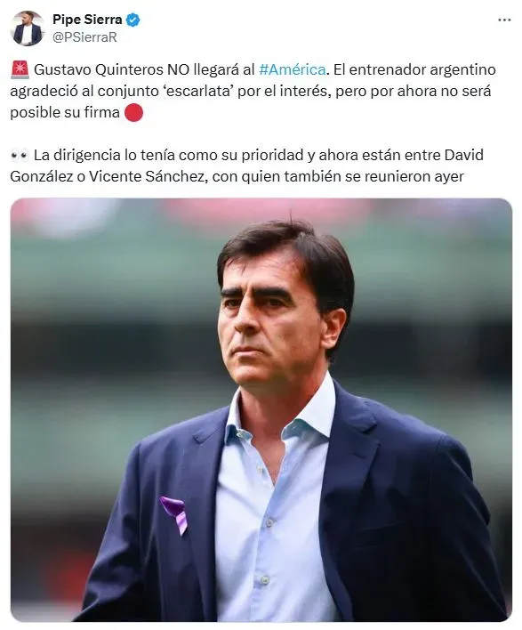 La noticia que acerca a Vicente Sánchez al América de Cali (X)