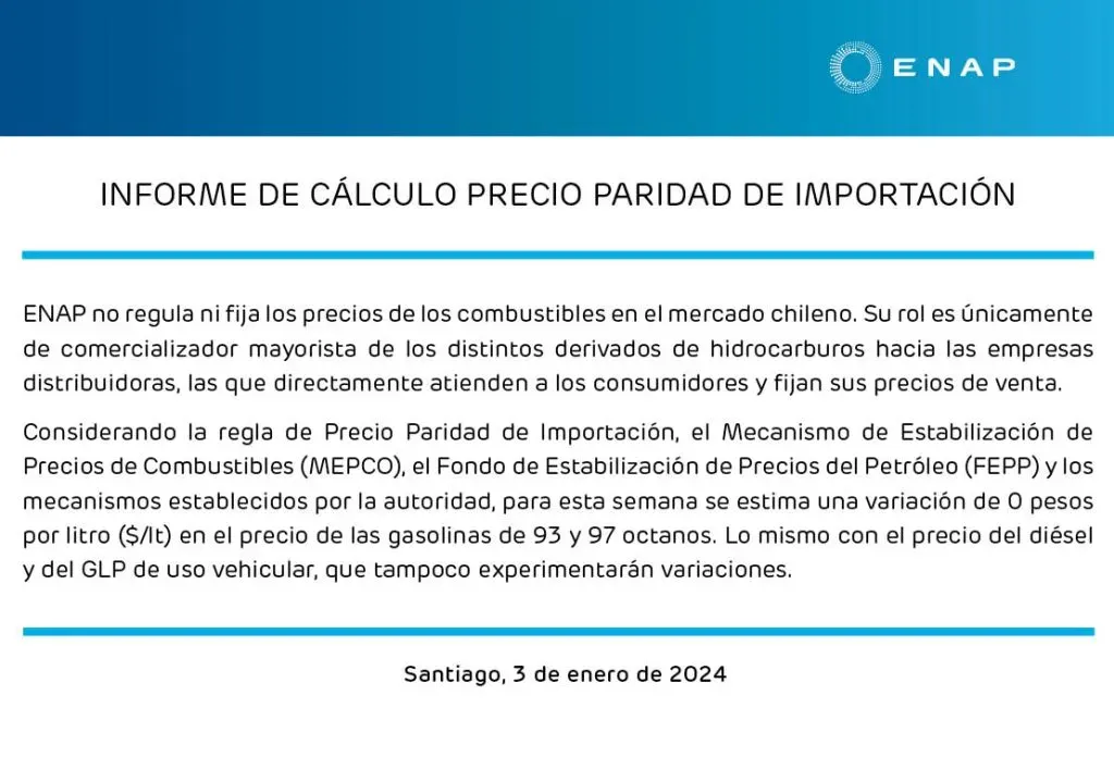 El informe semanal de ENAP