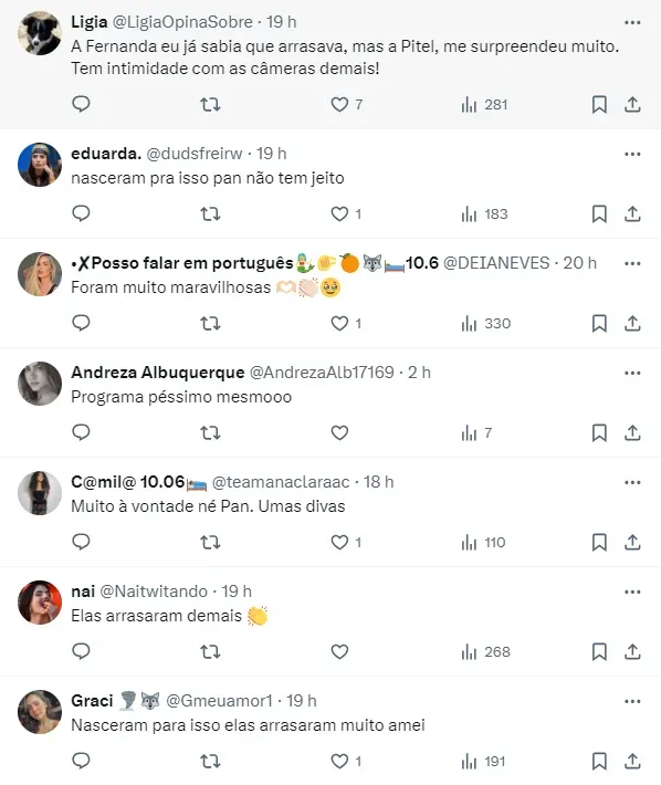 Internautas comentam sobre estreia de Fernanda e Pitel – Foto: Twitter