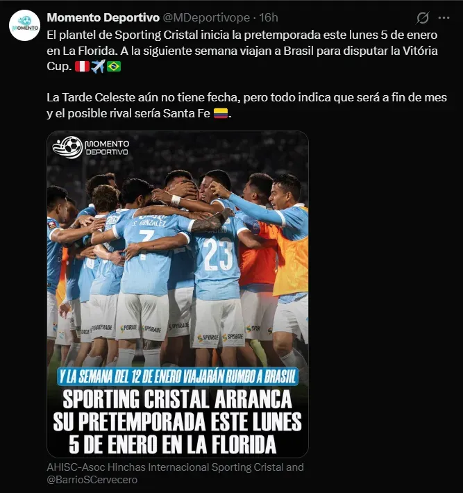 Fuente: @MDeportivope