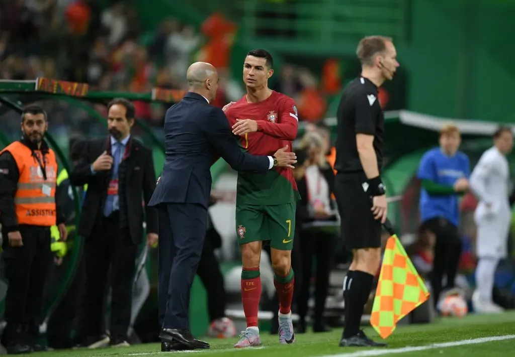 Roberto Martínez y Cristiano Ronaldo en el Portugal vs. Liechtenstein que se disputó en el Estadio Jose Alvalade el 23 de marzo. Getty Images.