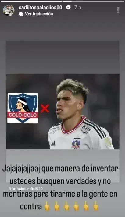 La bronca de Carlos Palacios en Instagram