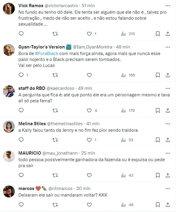 Público reage a saída de Lucas Souza – Foto: Twitter