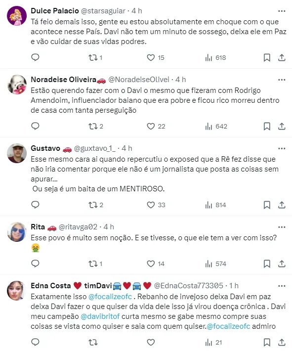 Internautas comentam sobre foto de Davi – Foto: Twitter