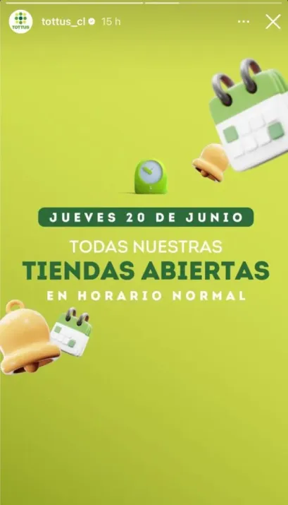 Historia de Tottus en su cuenta de Instagram