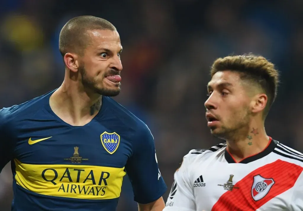 Benedetto e a icônica comemoração diante do River  (Photo by Matthias Hangst/Getty Images)