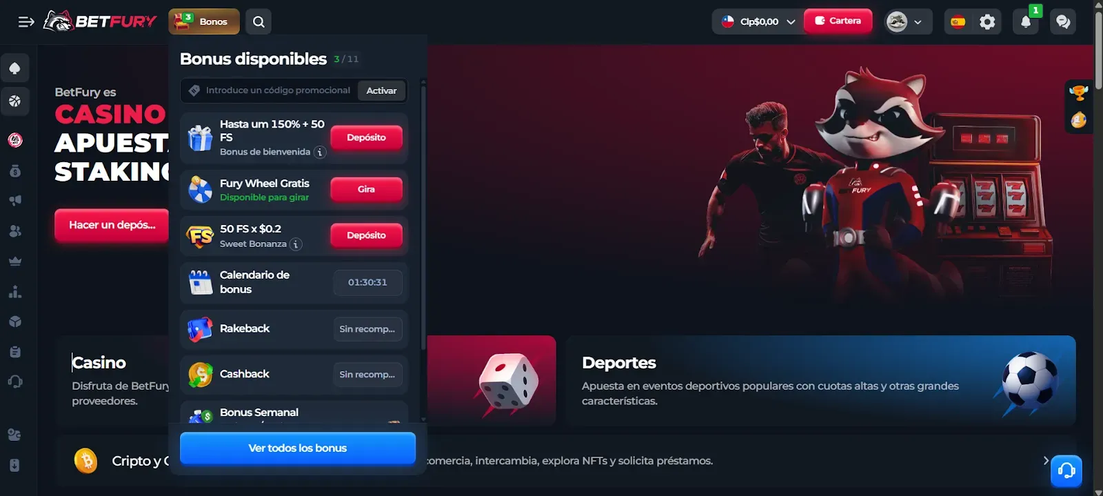 Bono de bienvenida BetFury