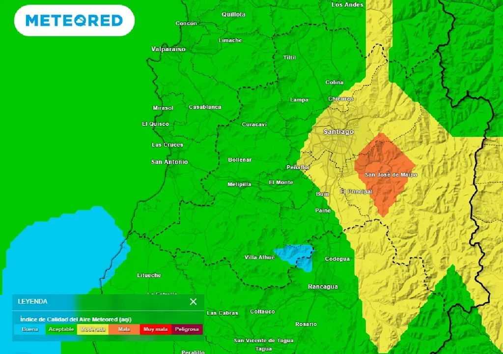 San José de Maipo es la zona donde más probabilidad de lluvia hay en la Región Metropolitana. (Foto: Meteored)