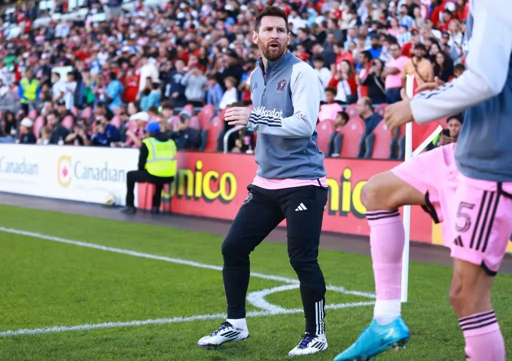 Lionel Messi #10 of Inter Miami CF warms up in the second half during a game against Toronto FC. Vaughn Ridley/Getty Images