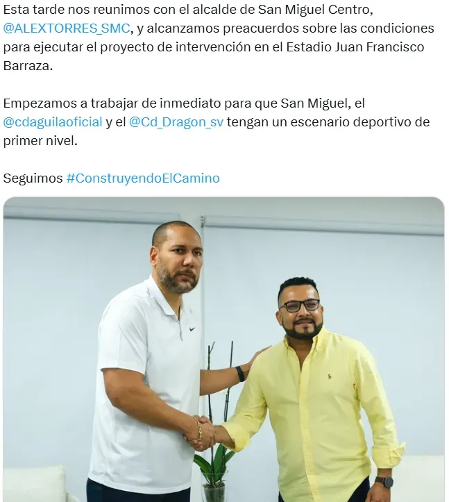Yamil Bukele junto a el alcalde Alex Torres. Foto: X de Yamil Bukele.
