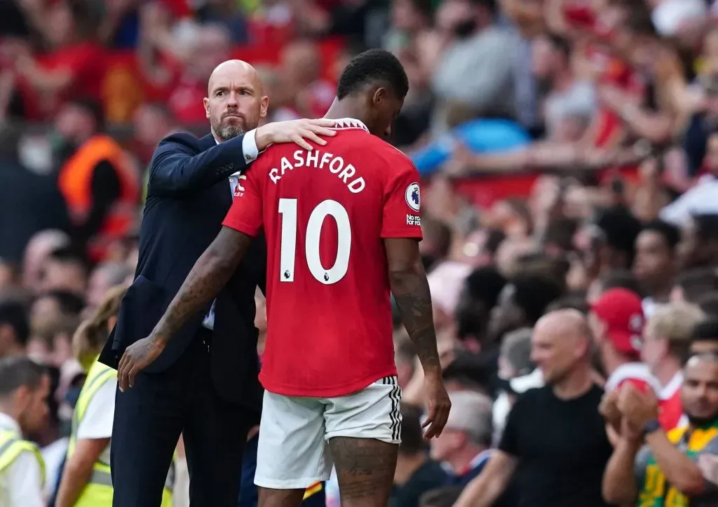 Rashford e Erik ten Hag pelo Manchester United. foto: MAGO / PA Images